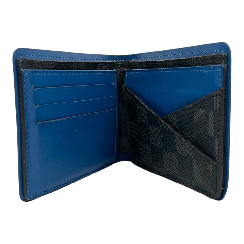 Louis Vuitton Men's Graphite Slender Damier Logo Wallet Grey Black Check Pattern